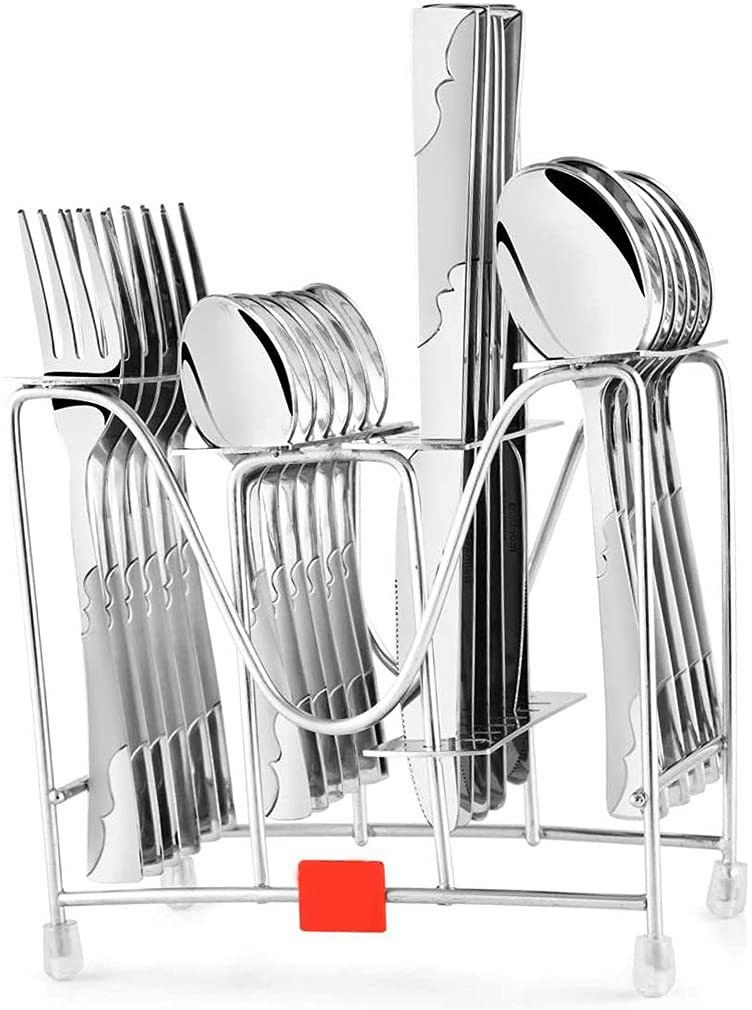 montavo by FnS Creta (6 Spoon, 6 Fork, 6 Knife, 6 Tea Spoon and one Stand) Stainless Steel Cutlery Set-picture-11