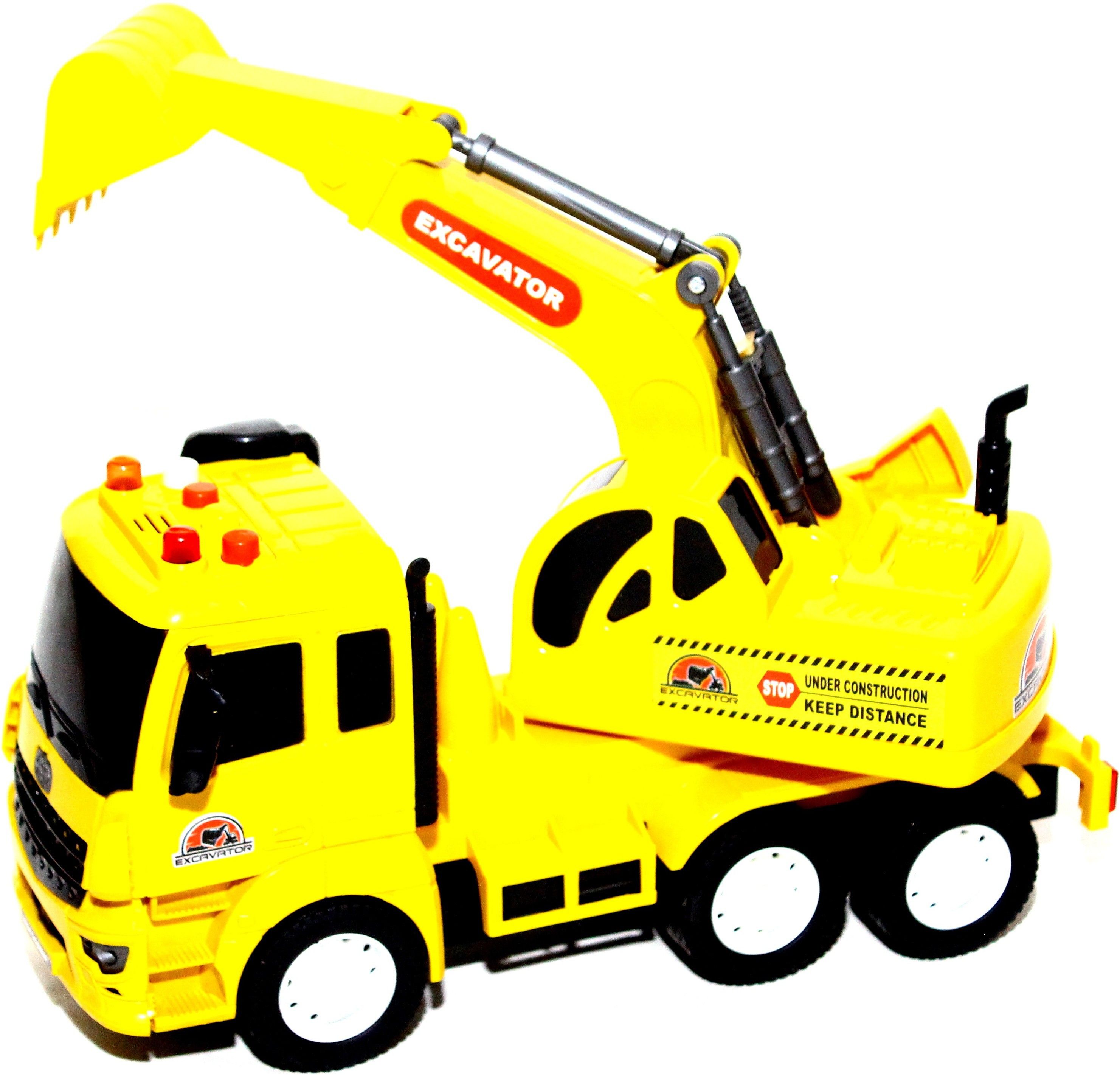 Excavator Friction Powered Pull Back Push and Go Plastic Vehicle Toys Truck-image-33