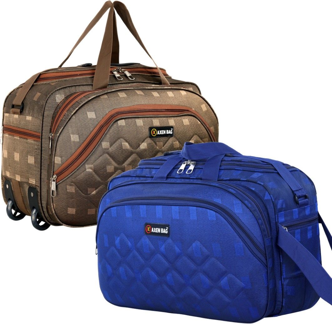 50 L Strolley Duffel Bag - Combo Set of 2, Unisex Travel Bags Light Weight Small Travel Duffel Bag - Blue, Brown - Regular Capacity-image-15