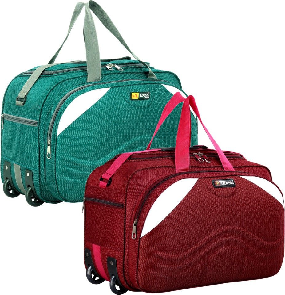 50 L Strolley Duffel Bag - Light Weight Small Travel Duffel Bag High-Quality Luggage Bag Combo Of 2 - Red, Green - Regular Capacity
