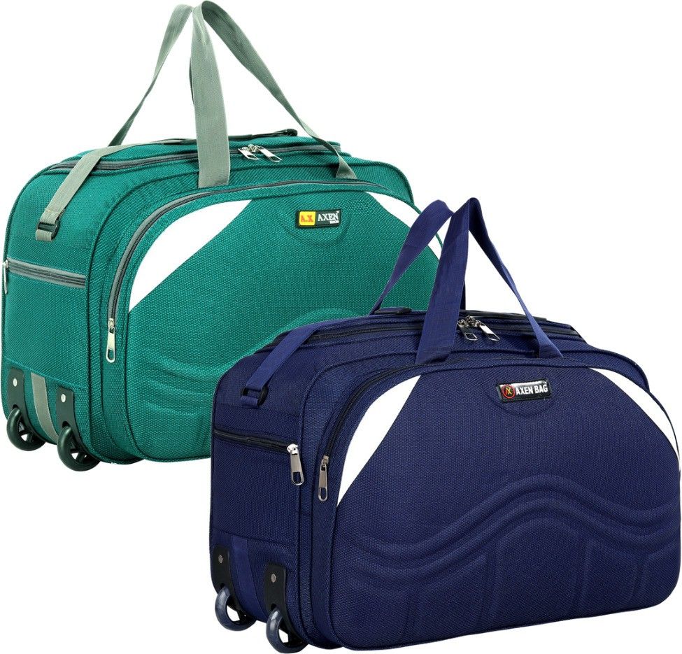 50 L Strolley Duffel Bag - Light Weight Small Travel Duffel Bag High-Quality Luggage Bag Combo Of 2 - Blue, Green - Regular Capacity
