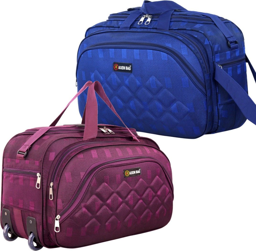 tahafashion 50 L Strolley Duffel Bag - Combo Set of 2, Unisex Travel Bags Light Weight Small Travel Duffel Bag - Purple, Blue - Regular Capacity-picture-21