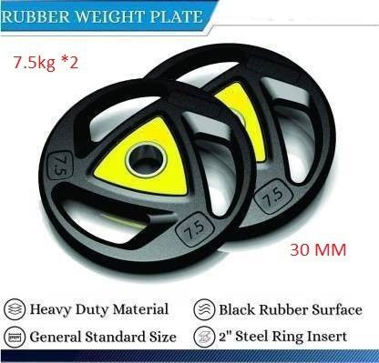 15 kg Quality Triangle Weight Plates (7.5 Kg x2 )- 30 mm Hole Black Home Gym Combo-image-42