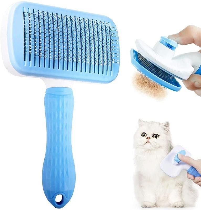 Pet Grooming & Cleaning Slicker Brush Self Cleaning Shedding Brush With Handle Slicker Brushes forDog, Cat, Rabbit, Hamster, Dog & Cat-image-19
