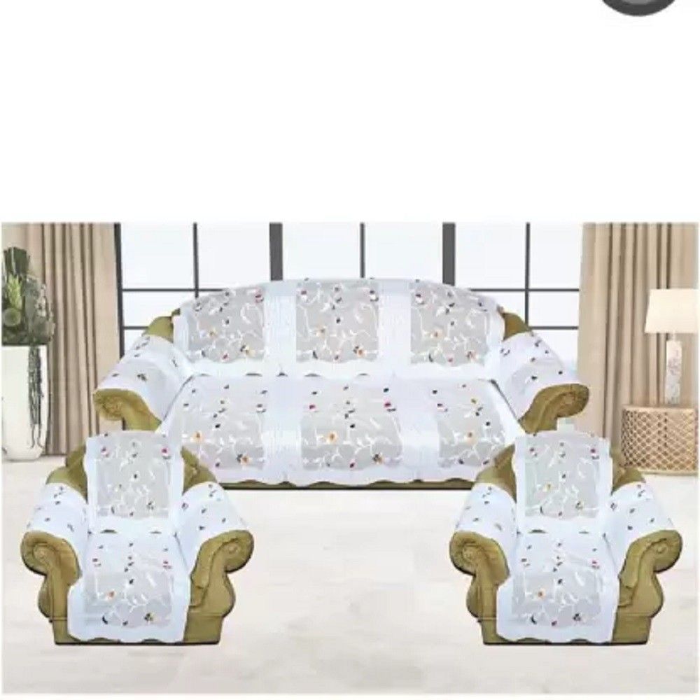 Cotton Floral Sofa Cover (White Pack of 16) Sofa Fabric-image-40
