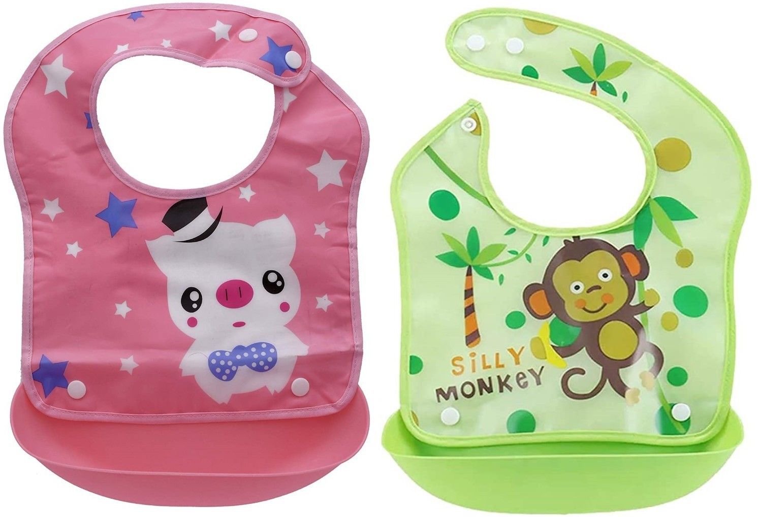 Waterproof Baby Silicon Bib for Feeding Infant with Detachable Food Catcher Tray-image-35