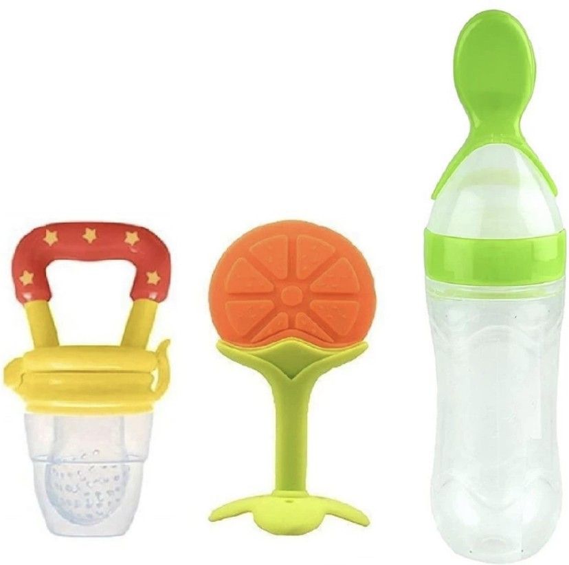 Combo Baby Food Feeder Fruit Nibbler & Teether Pack-3 FST-1 Cap-90 ml combo 1- silicone-image-44