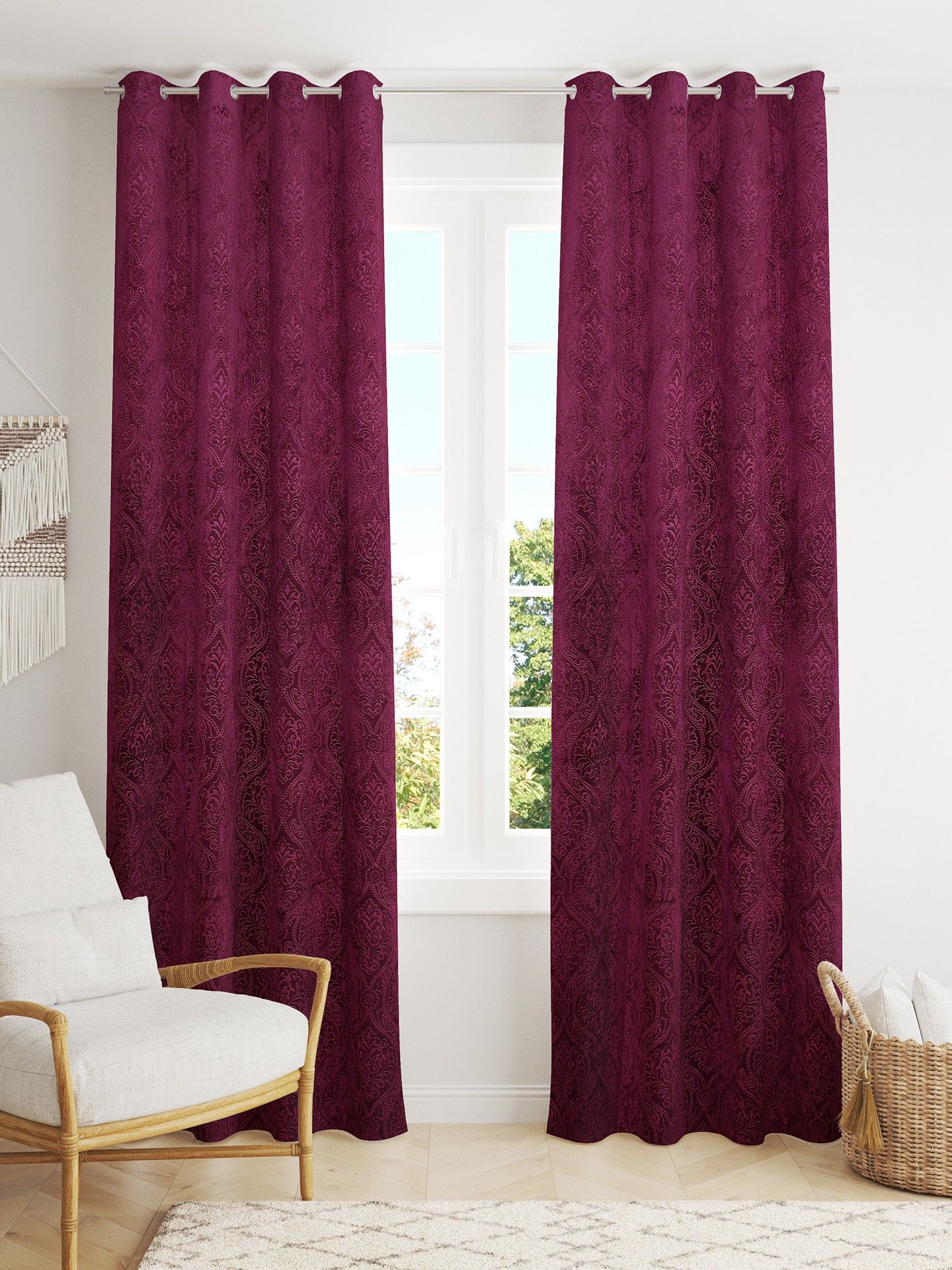 152.5 cm (5 ft) Velvet Room Darkening Window Curtain (Pack Of 2)-image-13