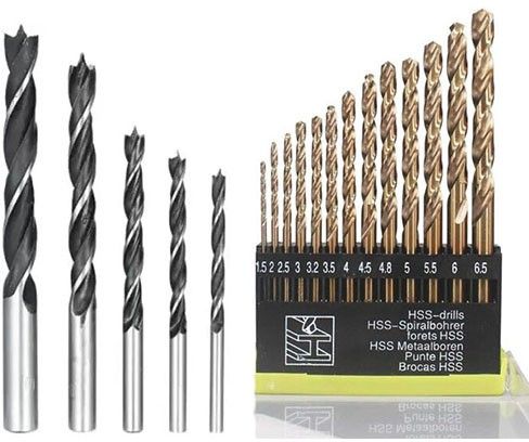 Drill Bit Set DB:022 Combo Of 13 Pcs Twisted HSS Drill Bit For Metal And 5 Pcs Wood Working Drill Bits For Wood (Pack Of 2)-image-0