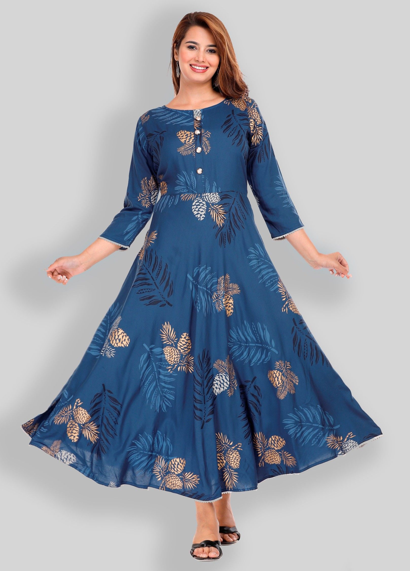 Rayon Blend Stitched Anarkali Gown-image-35