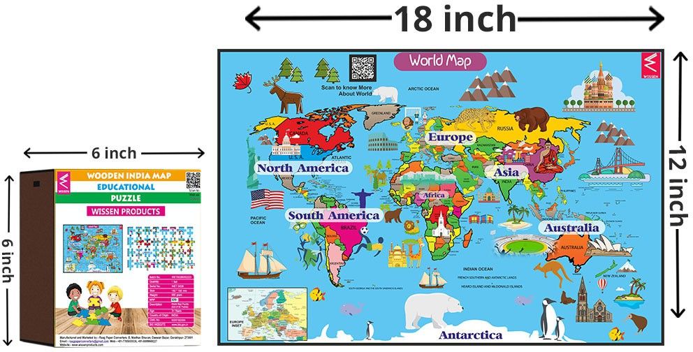 World Map Jigsaw with Wooden Box Packing for kids-image-38