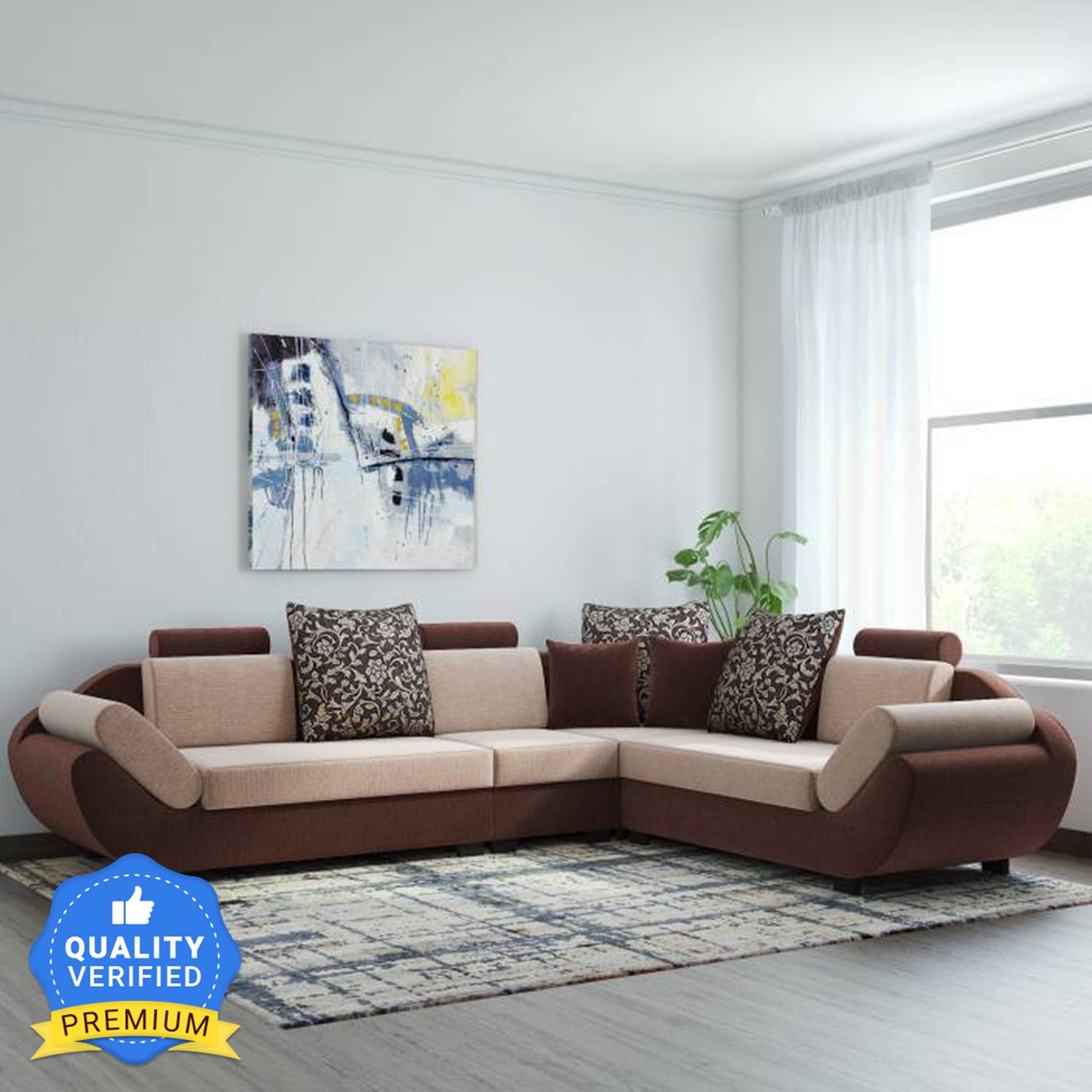 888 L Shape Fabric 6 SeaterSofa