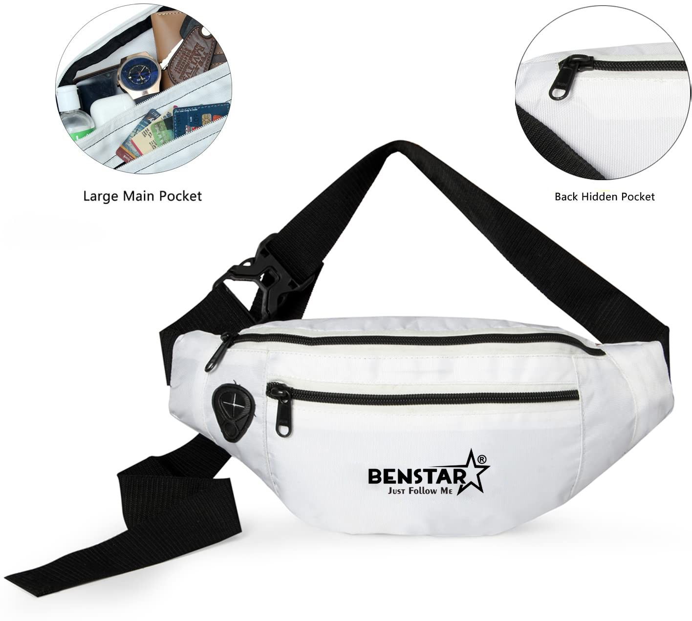 Benstar Waist Bag Elegant Style Travel Pouch Passport Holder with Adjustable Strap belt bag Strap Bumbags Travel Waist Pack Hiking Outdoor Fanny Packs Sport Holiday Large Pockets Waistpack for Men or Women Handy Hiking Zip Pouch Document Money Phone Belt Sport Bag Waist Bag Elegant Style Travel Pouch Passport Holder with Adjustable Strap belt bag Strap Bumbags Travel Waist Pack Hiking Outdoor Fanny Packs Sport Holiday Large Pockets Waistpack for Men or Women Handy Hiking Zip Pouch Document Money Phone Belt Sport Bag (White) Waist Bag