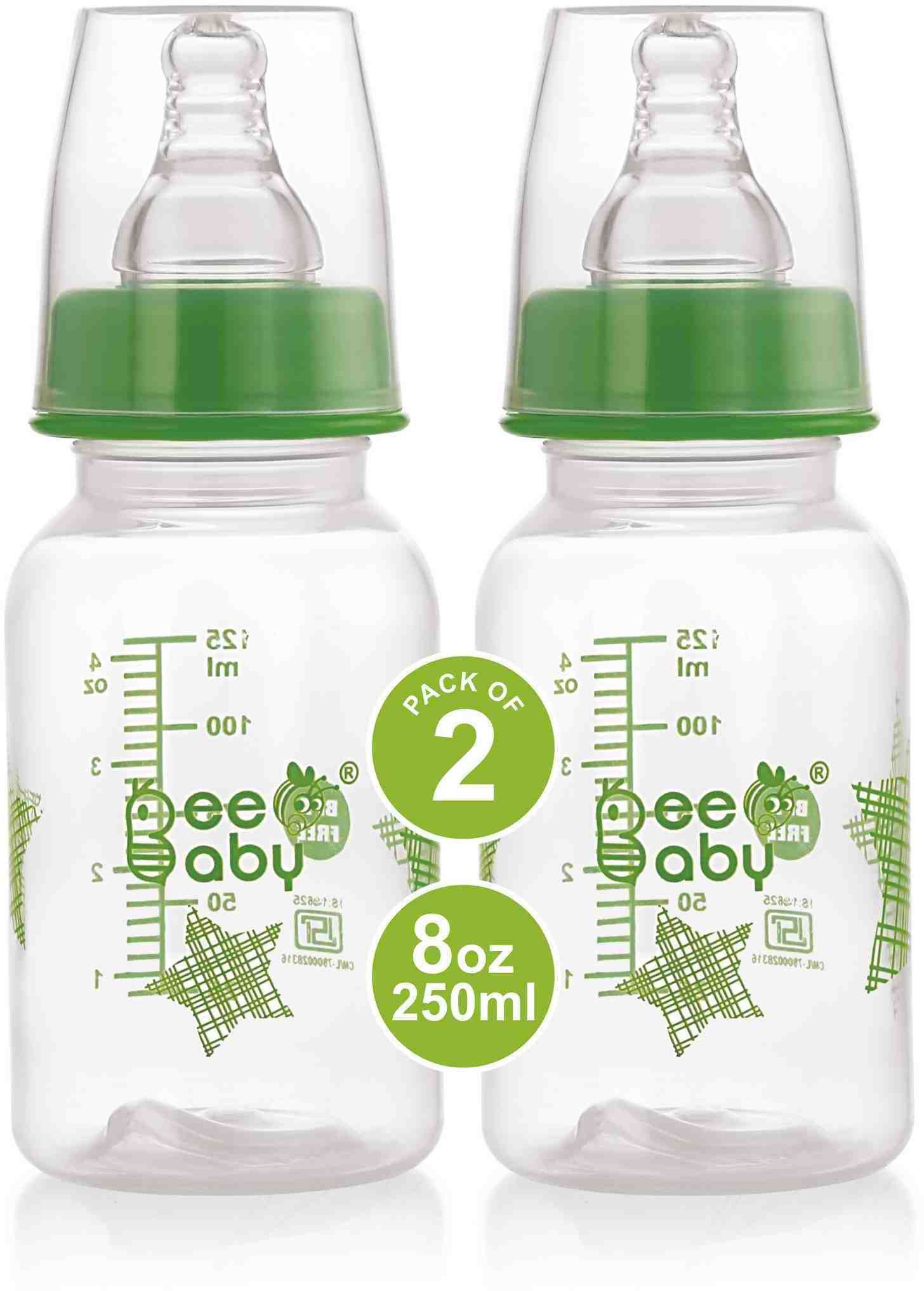 Basic Slim Neck Baby Feeding Bottle with Anti-Colic Nipple, BPA FREE, 4M+, Green - 125 ml-image-4