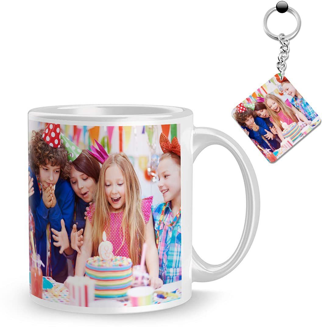 Photo & Text Printed Cup For Birthday , Anniversary Gift White mug + Keychain 55 Ceramic Coffee Mug-image-25