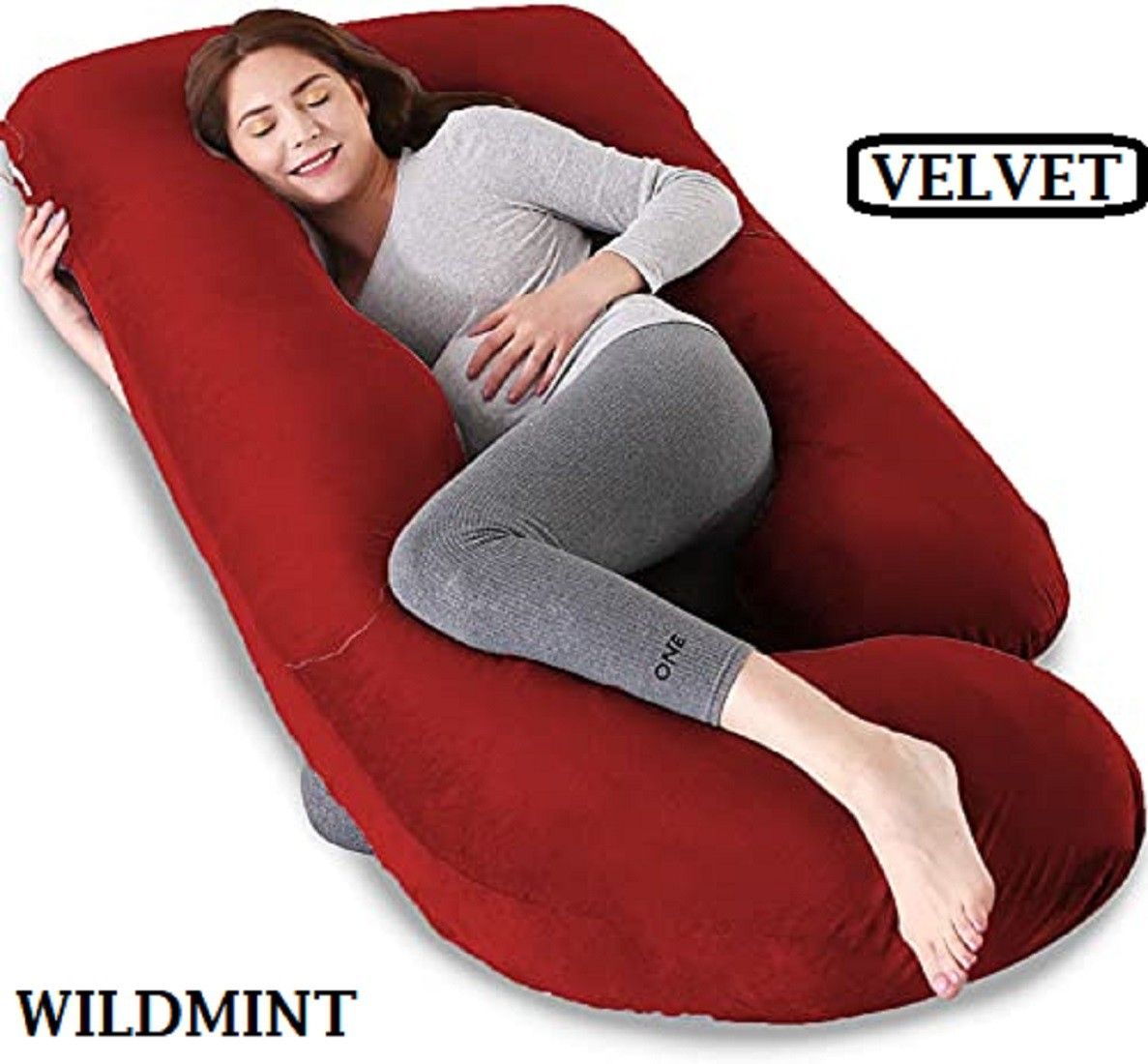 Polyester Fibre Solid Pregnancy Pillow Pack of 1-image-16