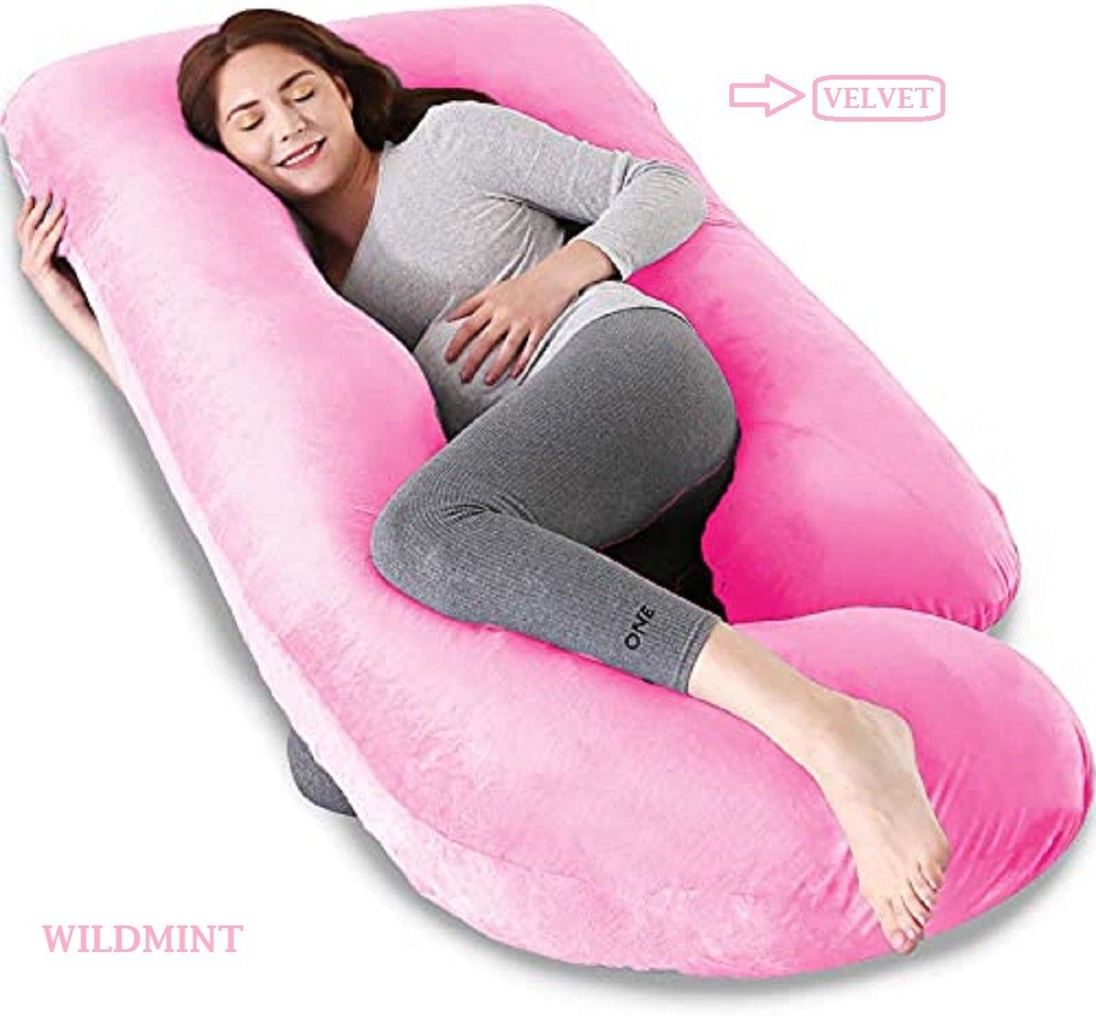 wild mint J Shape Polyester Fibre Solid Pregnancy Pillow Pack of 1-picture-25