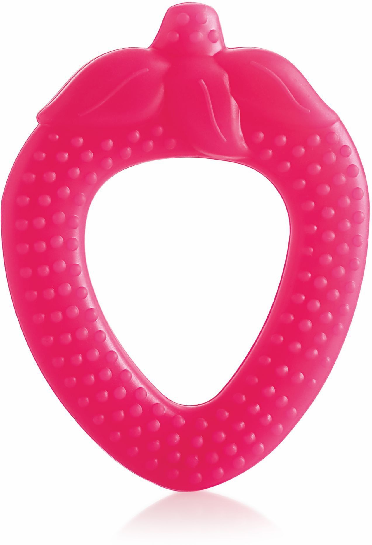 Strawberry Shape Silicone Teether for Baby with Carry Case, BPA Free, 3M+, Pink Teether-image-20
