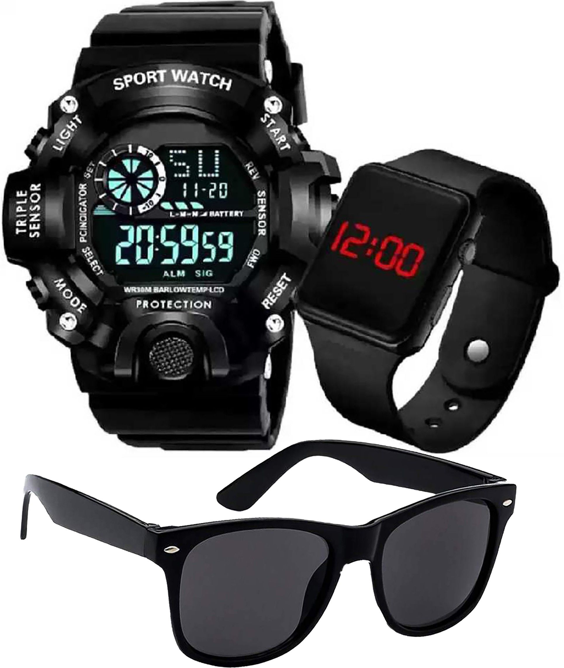 dkeraod Wrist Watch LED Calendar Waterproof Digital Watch Gi Watch Kids Sports Watch Digital Watch - For Boys Fashionable Latest Digital Watch Combo Pack of 3 Original Best Digital Kids Boys Sport Look Band Chronograph Resistance Combo Sunglasses Wayfarer-picture-12
