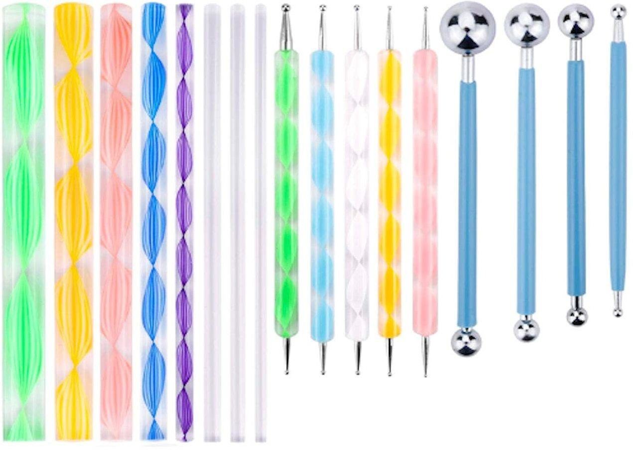 Nail Art Emboss Ball Tool, Dotting tool Set ,Mandala Tool, 17pcs Set Multicolour-image-28