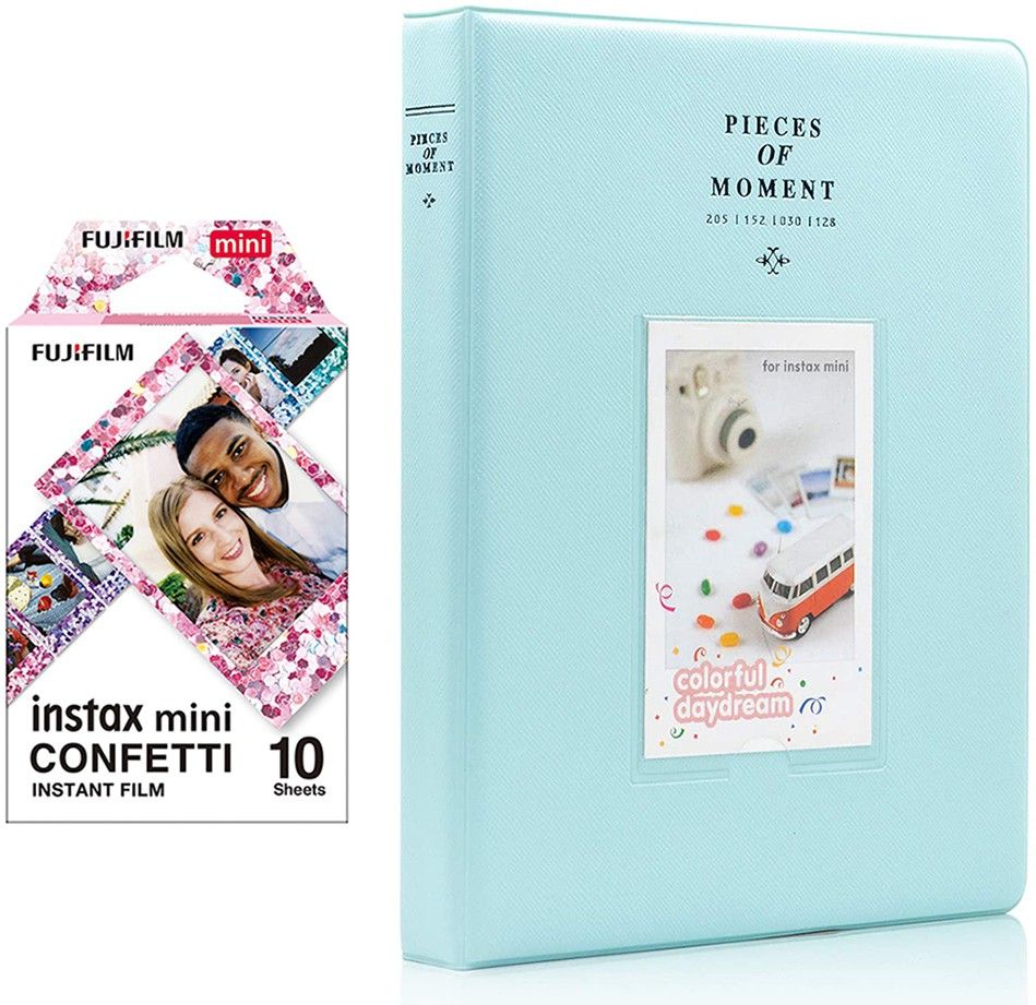 FUJIFILM Mini 10X1 confetti Instant Film With 128-sheet Album Ice Blue for mini Film Roll