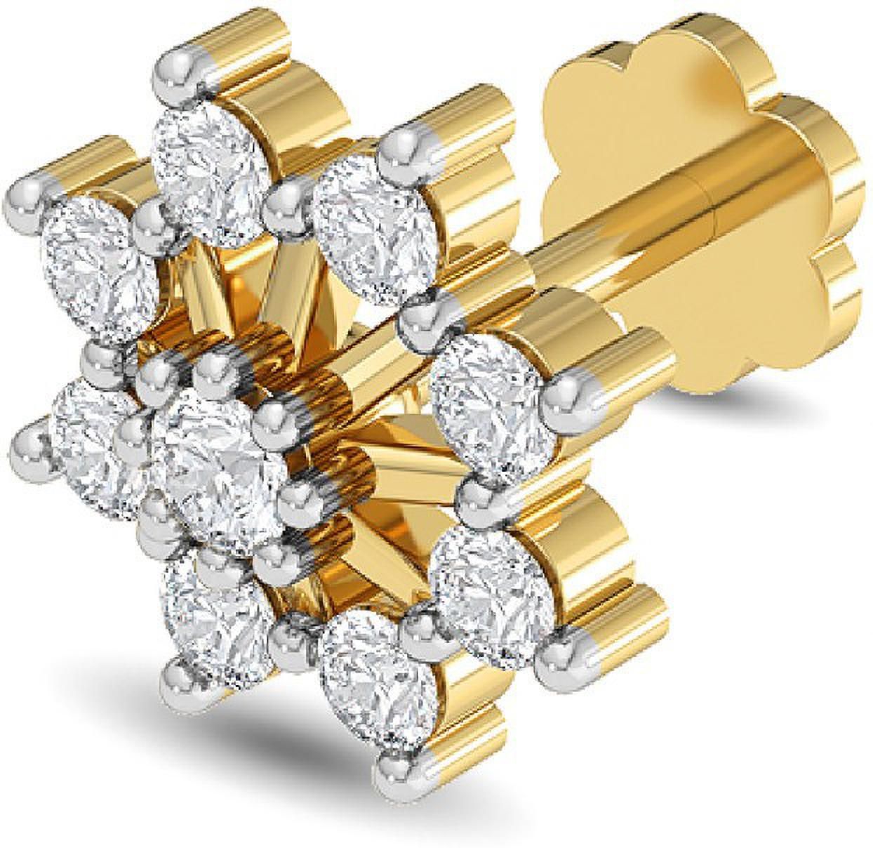 KISNA Real Diamond Jewellery 14kt Diamond Yellow Gold Stud-picture-14