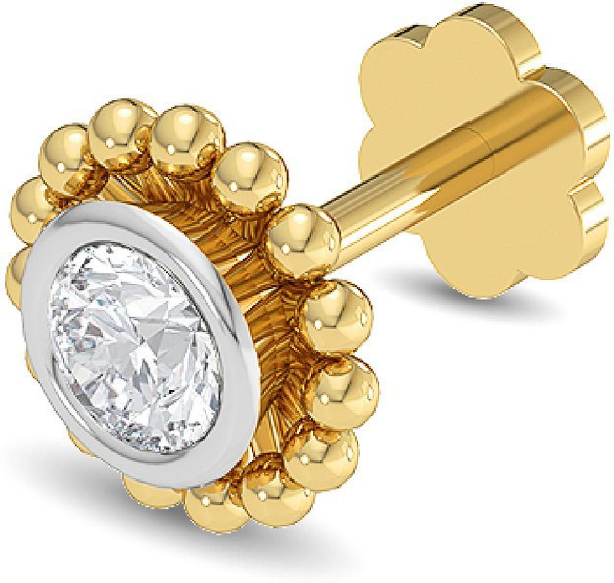 KISNA Real Diamond Jewellery 14kt Diamond Yellow Gold Stud