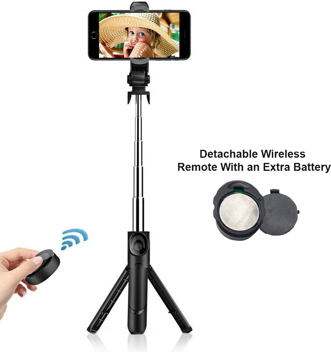 ANY KART Portable Bluetooth remote Selfie Stick Tripod Stand with Multiple uses of cell Tripod Kit, Monopod, Tripod, Tripod Bracket image 1