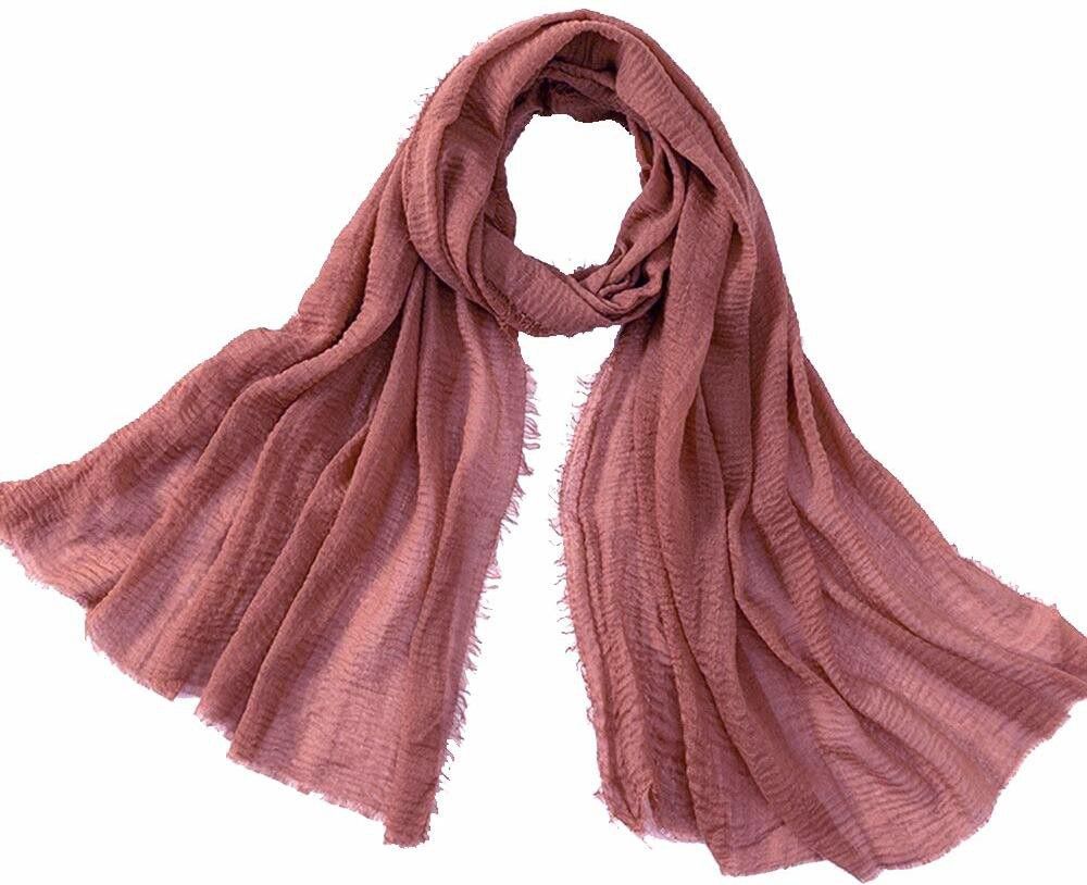 iba n isba Solid Cotton Blend Women Pink Scarf-picture-34