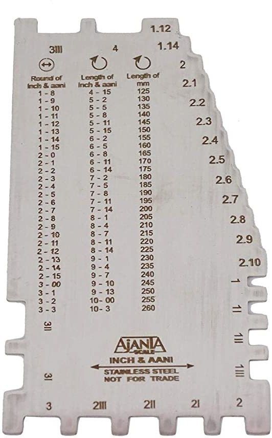erasio Ajanta Bangle & Bracelet Scale Gauge in Inch, Aani & Metric for Measuring Sizes Height Gauge-picture-16