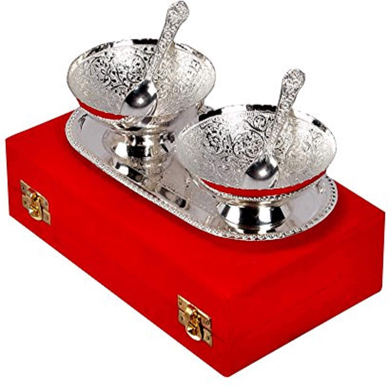 German Silver Plated Bowl Set Bowl, Spoon, Tray Serving Set