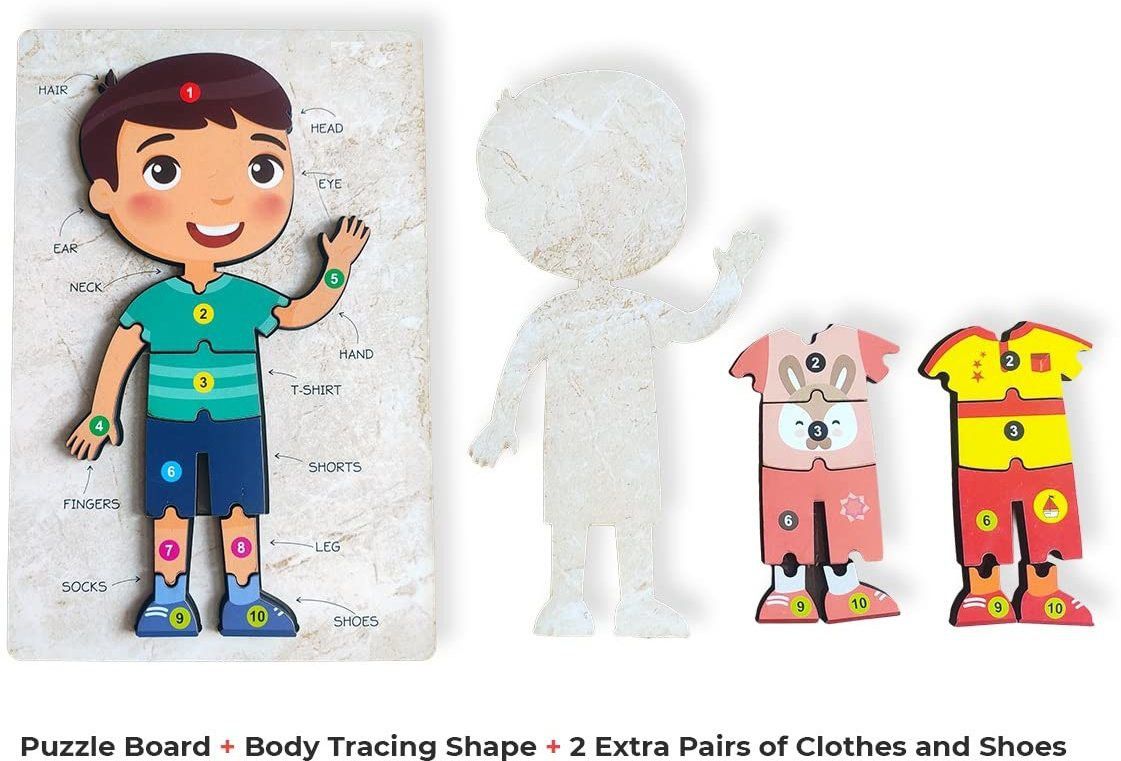 decretive Wooden HUMAN Body Parts Puzzle for Kid Early Education Letters Puzzles-picture-21