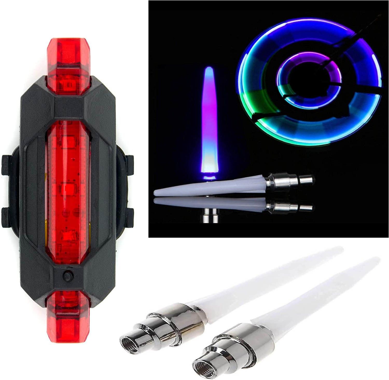 Bicycle Combo Of Back Tail Light and Tyre Multi Color Valve Light LED Rear Break Light-image-46