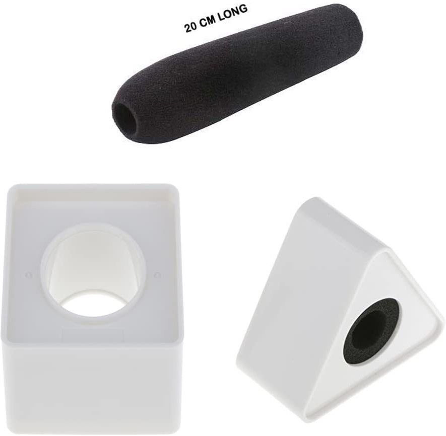 2pcs Triangular and Square Microphone Station Logo - White and 1 Pc Reporter Mike Sponge Windshield-image-4