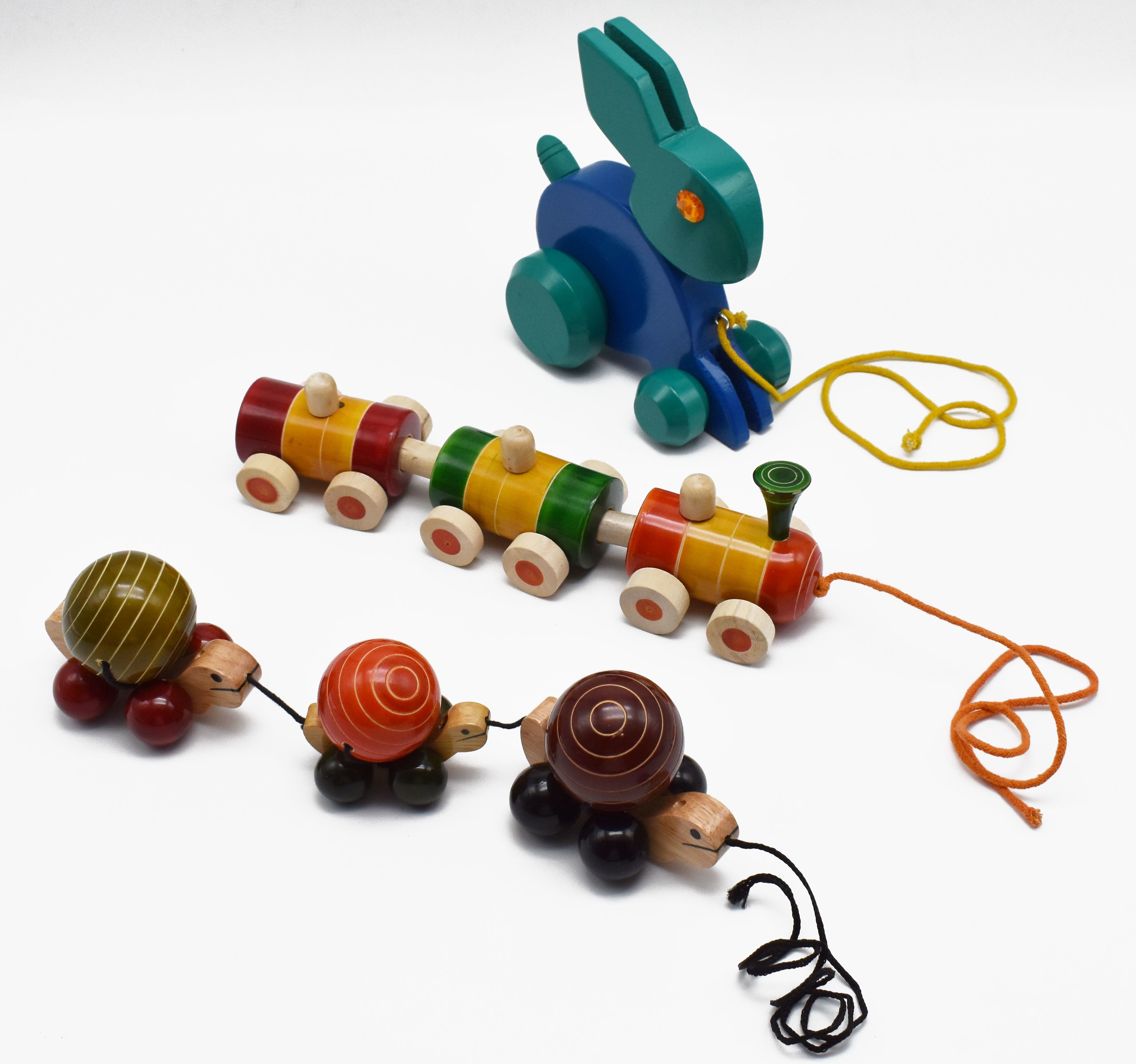 justhandmade Wooden Rabbit Pull Along Toy |Turtle |Train (3 Joint) For Kids-picture-47