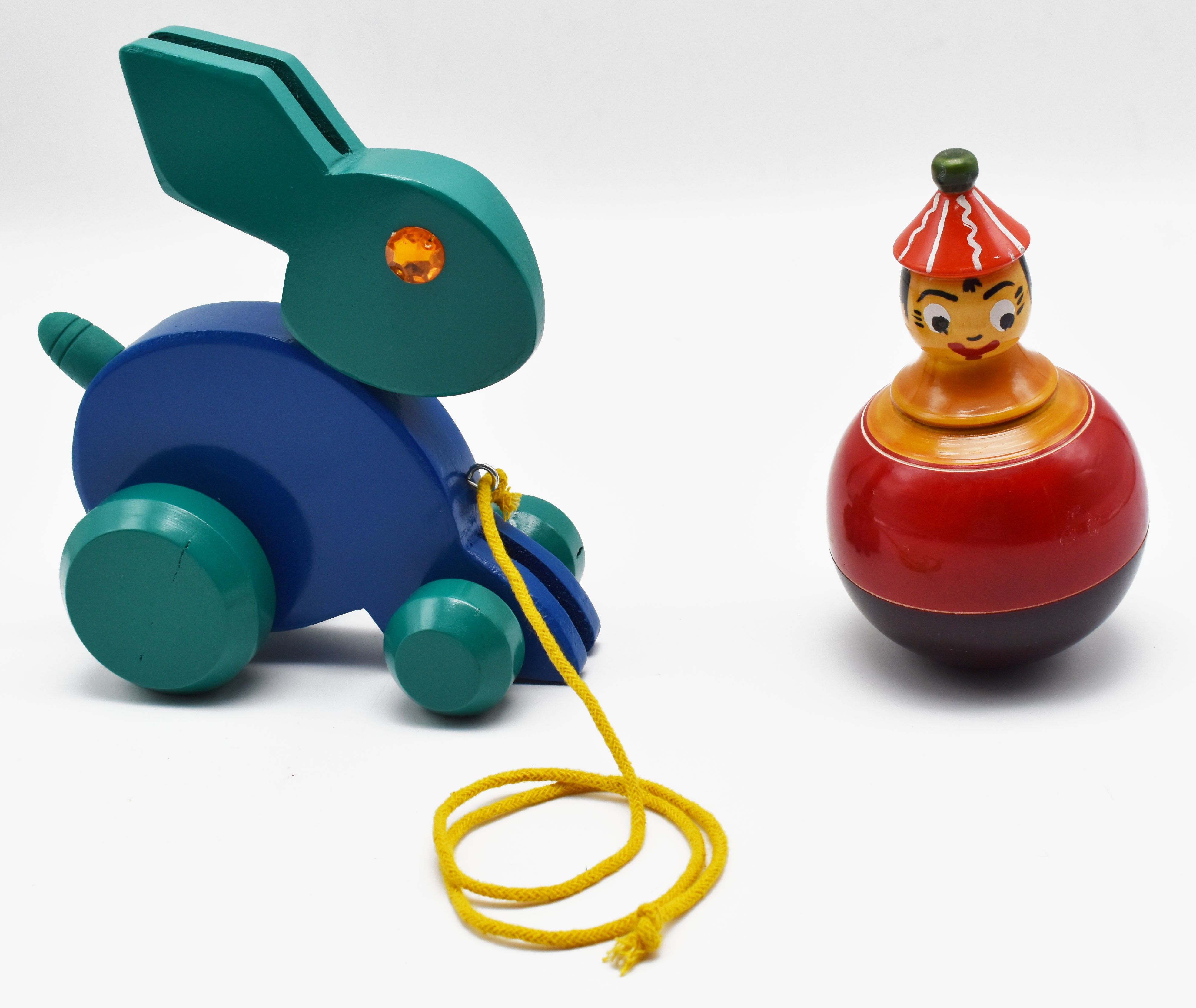 Wooden Rabbit Pull Along Toy | Dancing Doll For Kids(Combo Of 2 )-image-11