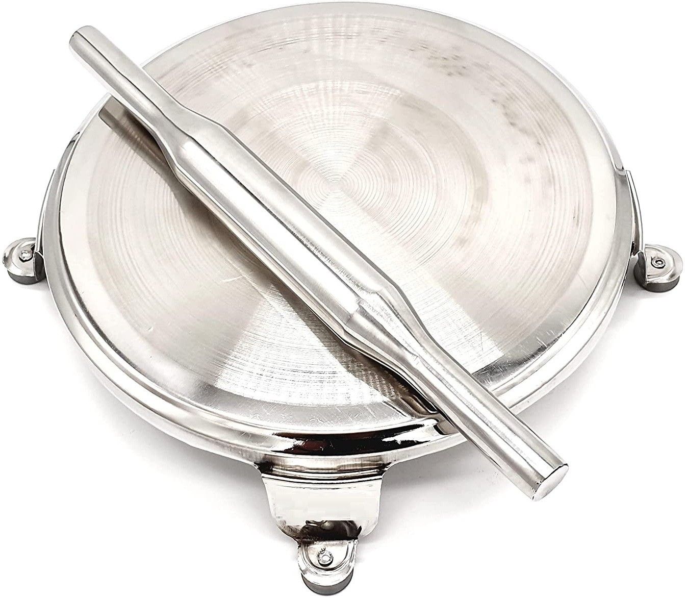 Stainless Steel Classic Heavy Chakla -Belan/Round Polpat/Roti Roller Rolling Pin & Board-image-36