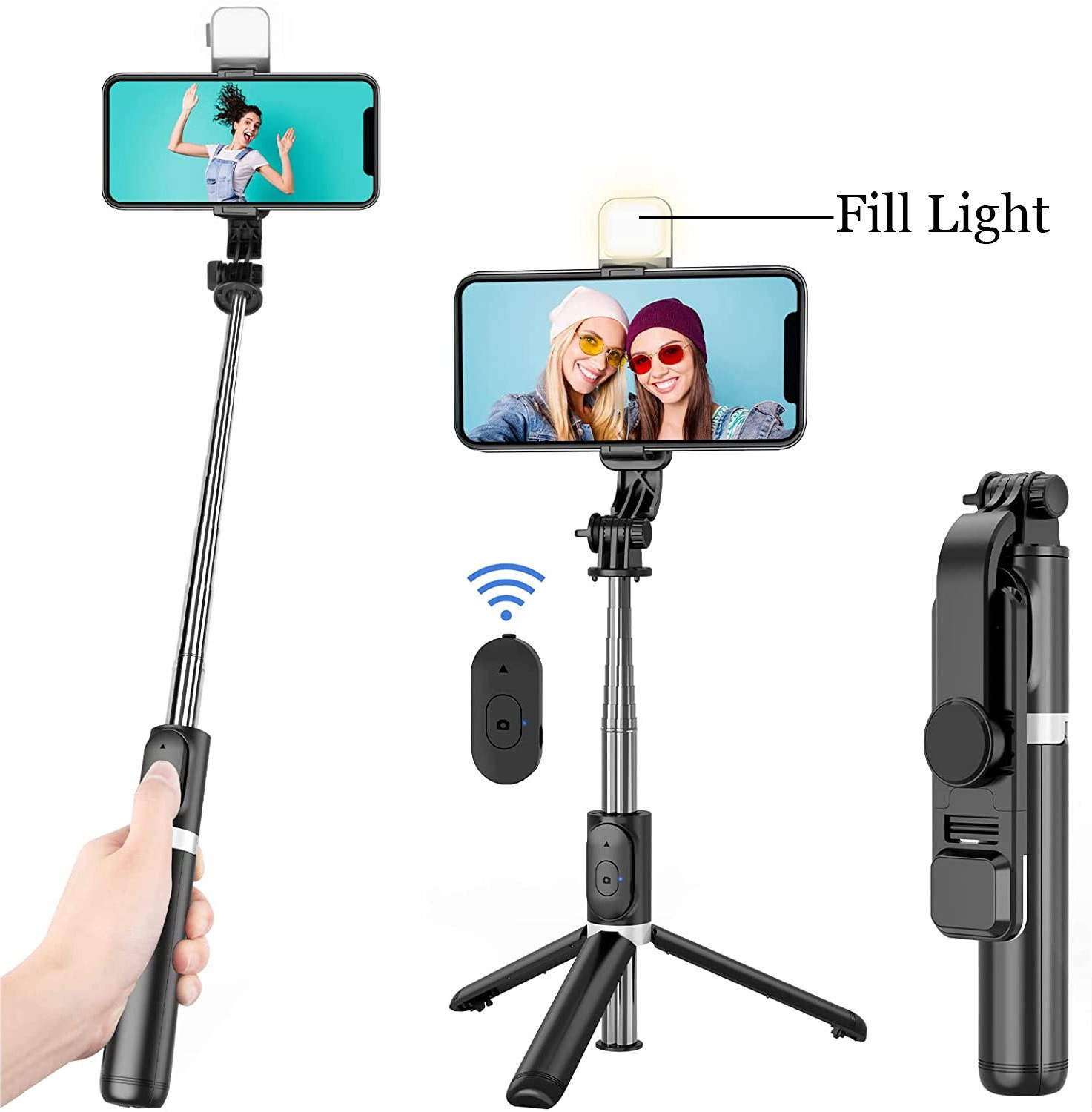 Techobucks Hot Selling Selfie Stick Bluetooth Extendable with Wireless Remote and Tripod Monopod Kit image 1