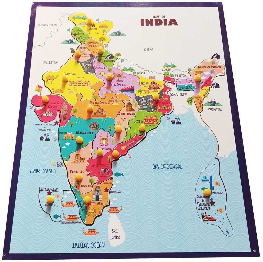 India Map Puzzle with Knob Educational for Kids size 300x360mm-image-20