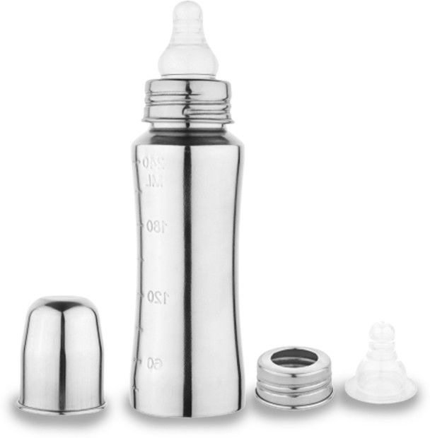 chinmay kids Stainless Steel Baby Feeding Bottle No Plastic No Leakage With Internal Marking - 240 ml-picture-16