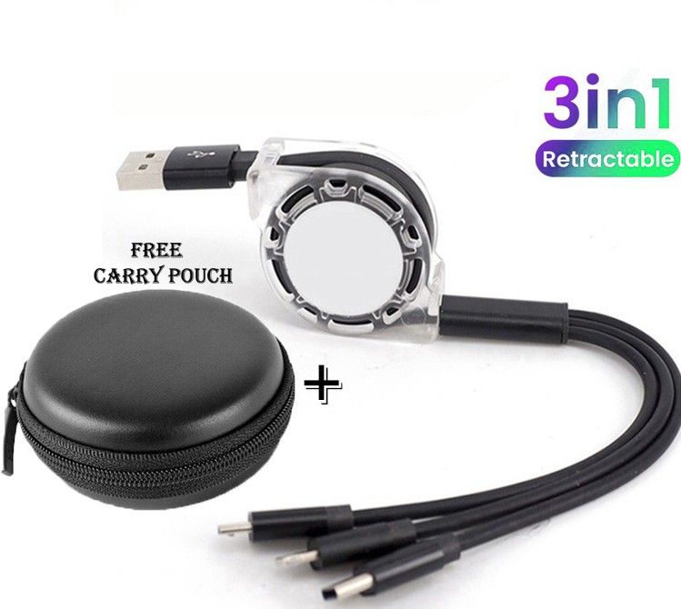 BUFONA 3-in-1 Retractable USB Charging Cable Multi-Device Fast Charger+Carry Pouch Charging Pad-image-18