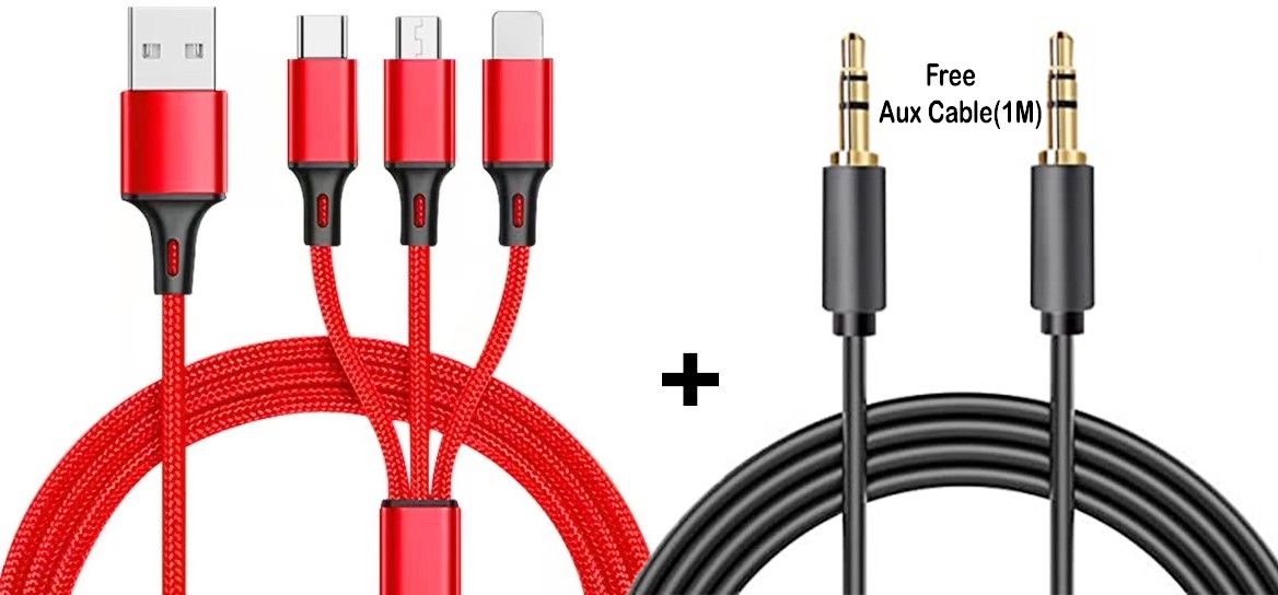 POZUB 3In1 Fast Charging Data Cable Compatible with All IOS & USB Type- C + Aux Cable Charging Pad-image-22