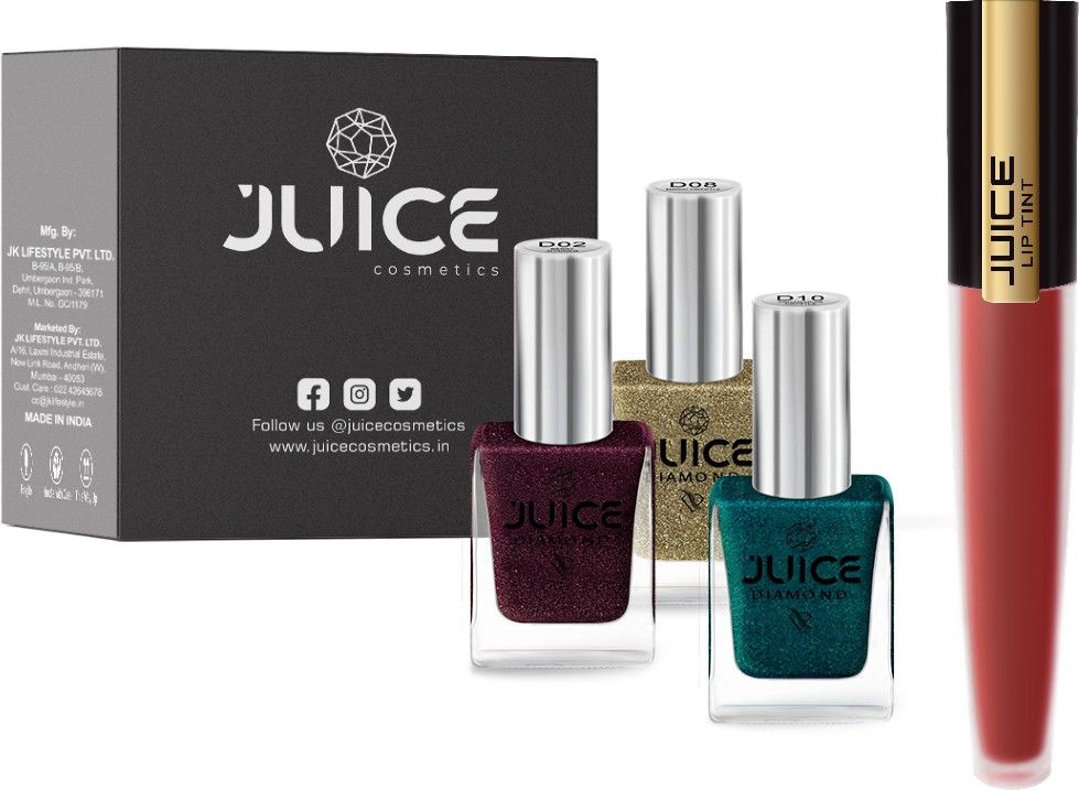 | NAIL PAINT (BERRY SHIMMER-D02/MAGIC CRYSTAL-D08/AQUAMARINE CRYSTAL-D10) & LIPTINT(RED VELVET M-07) | WATERPROOF & LONG LASTING-image-15