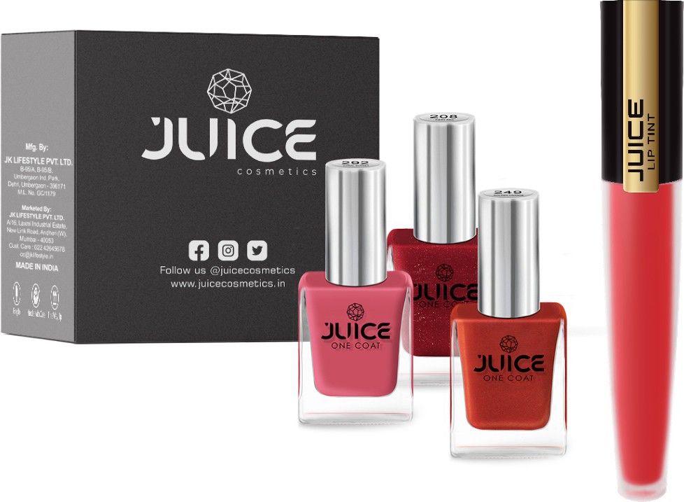 | NAIL PAINT (CORAL SUNSET - 292/ GOLDEN ORANGE - 249/ FIREY RED - 208) & LIPTINT (RED PUNCH M-24) | WATERPROOF & LONG LASTING-image-21