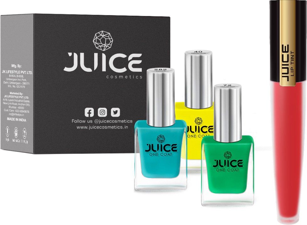 | NAIL PAINT (BUMBLEBEE YELLOW-40 / LIGHT PINE GREEN-72 / ROBIN BLUE-282) & LIPTINT (RED PUNCH M-24) | WATERPROOF & LONG LASTING-image-26