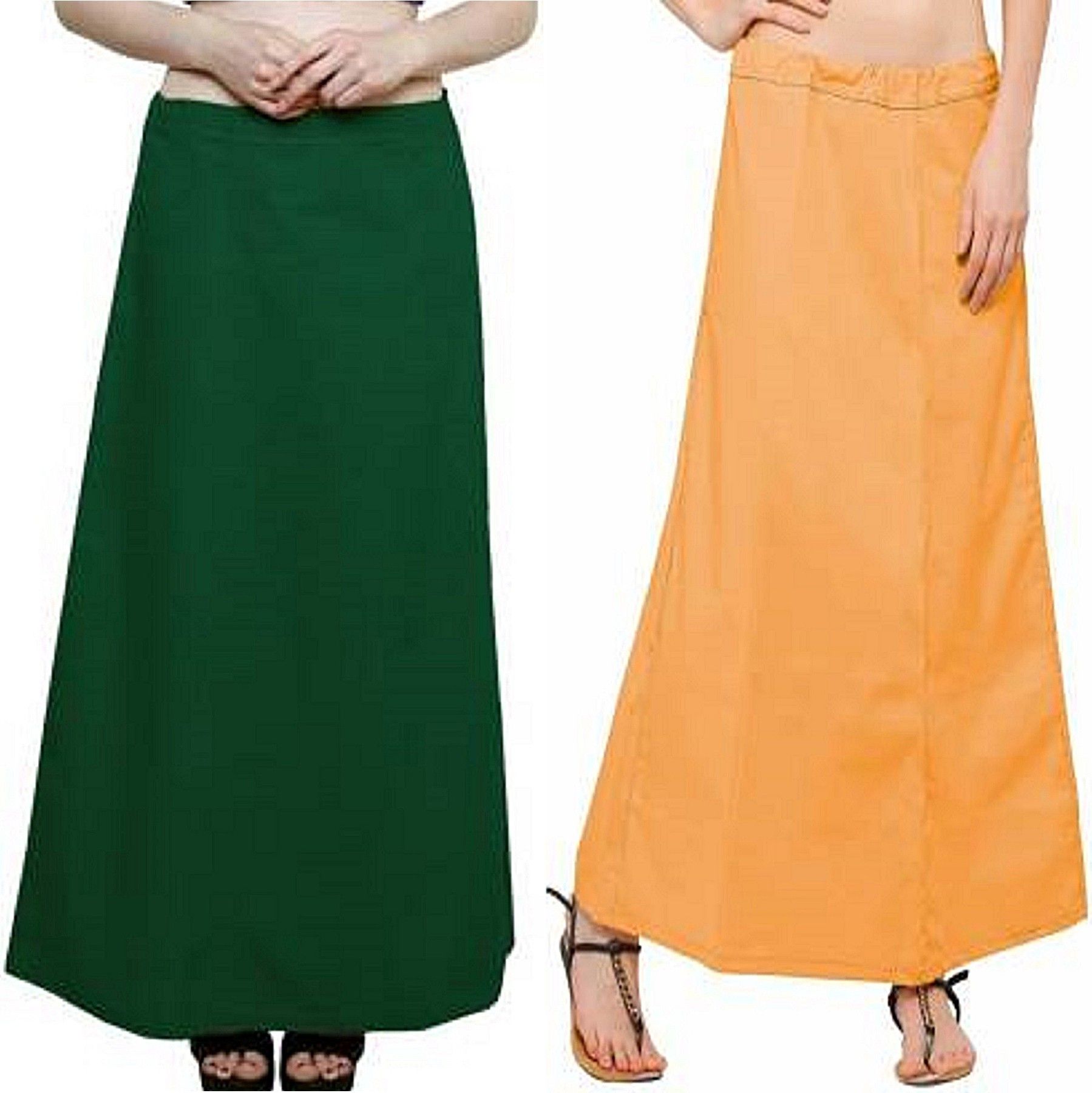 Gugaliya BOTTLE GREEN-GOLDEN YELLOW Pure Cotton Petticoat-image-40