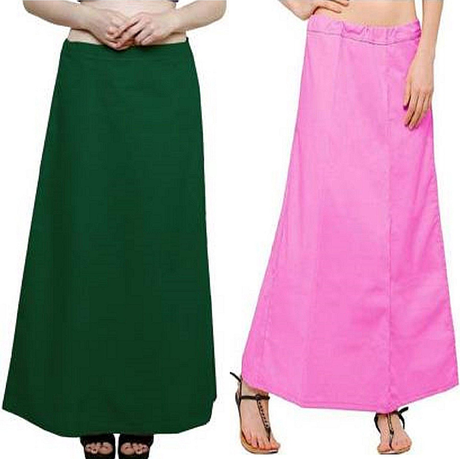 Gugaliya BOTTLE GREEN-BABY PINK Pure Cotton Petticoat-image-43