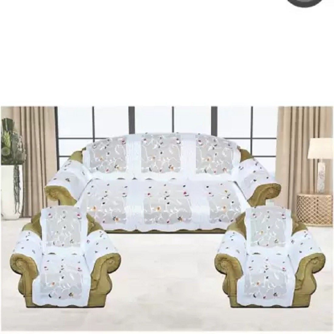Cotton Floral Sofa Cover (MULTICOLOUR Pack of 16) Sofa Fabric-image-8
