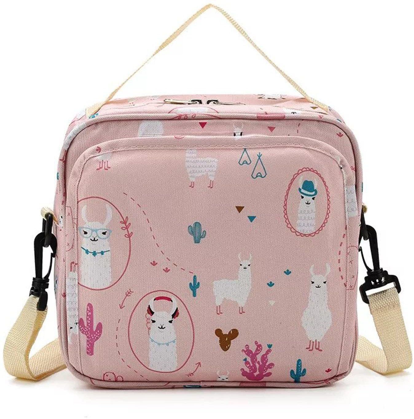 Multifunction Maternity Cartoon Baby Travel Diaper Changing Bags (Pink Alpaca) Mini Diaper Bag-image-36