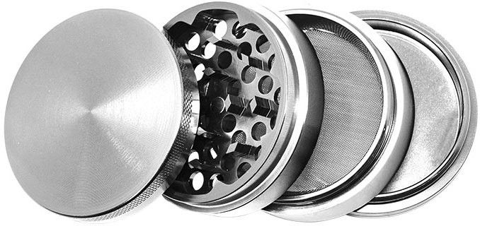 Aluminium Grinder 4-part Silver 42 mm Hand Muller Grinder-image-0